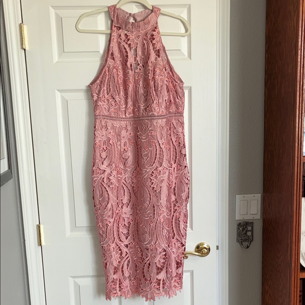 Bardot Blush Lace Midi Dress